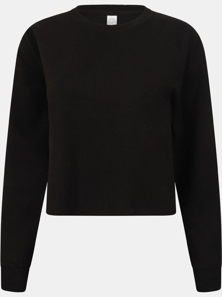 Skinni Fit Womens/Ladies Cropped Slounge Sweatshirt (Black) - Black