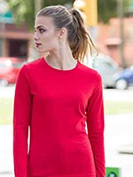 Skinni Fit Womens/Ladies Feel Good Stretch Long Sleeve T-Shirt (Bright Red)