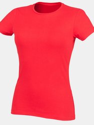 Skinni Fit Womens/Ladies Feel Good Stretch Short Sleeve T-Shirt (Bright Red)