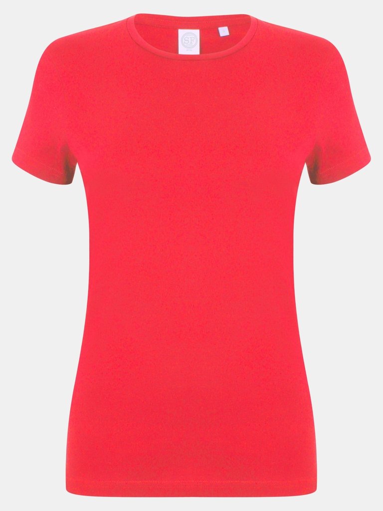 Skinni Fit Womens/Ladies Feel Good Stretch Short Sleeve T-Shirt (Bright Red) - Bright Red