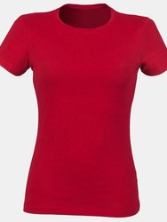 Skinni Fit Womens/Ladies Feel Good Stretch Short Sleeve T-Shirt (Heather Red) - Heather Red