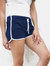 Skinni Fit Womens/Ladies Retro Training/Fitness Sports Shorts (Navy/ White)