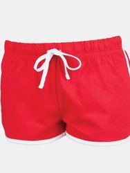 Skinni Fit Womens/Ladies Retro Training/Fitness Sports Shorts (Red/ White) - Red/ White