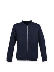 Skinnifit Mens Full Zip Plain Bomber Jacket (Navy) - Navy