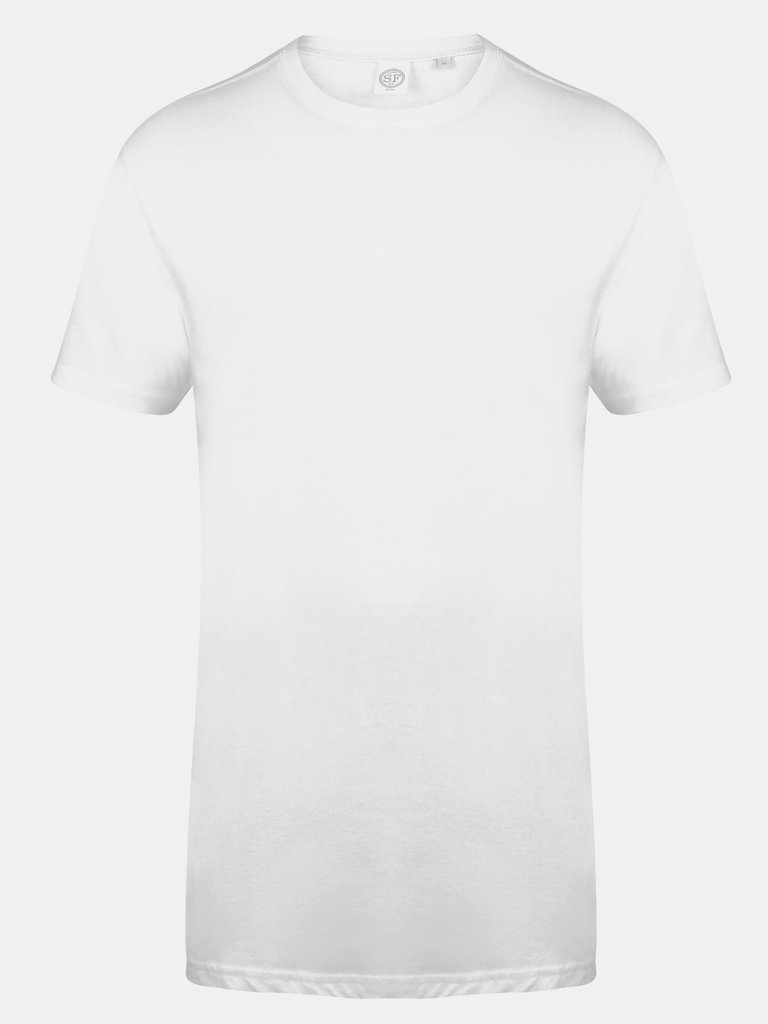 Skinnifit Mens Longline Dipped Hem T-Shirt (White) - White