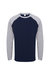 Skinnifit Mens Raglan Long Sleeve Baseball T-Shirt (Oxford Navy / Heather Grey) - Oxford Navy / Heather Grey