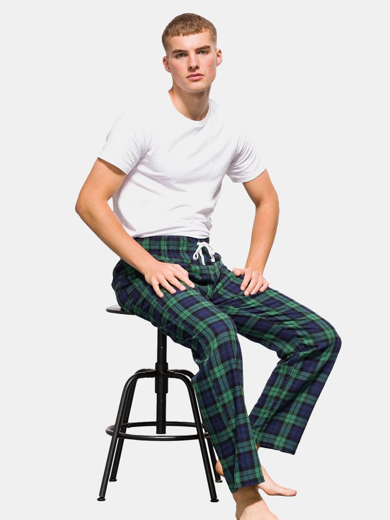 Skinnifit Mens Tartan Lounge Pants (Navy/Green Check)