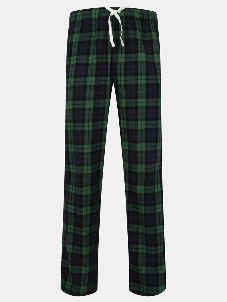 Skinnifit Mens Tartan Lounge Pants (Navy/Green Check) - Navy/Green Check