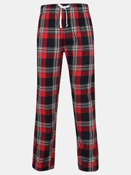 Skinnifit Mens Tartan Lounge Pants (Red/Navy Check) - Red/Navy Check