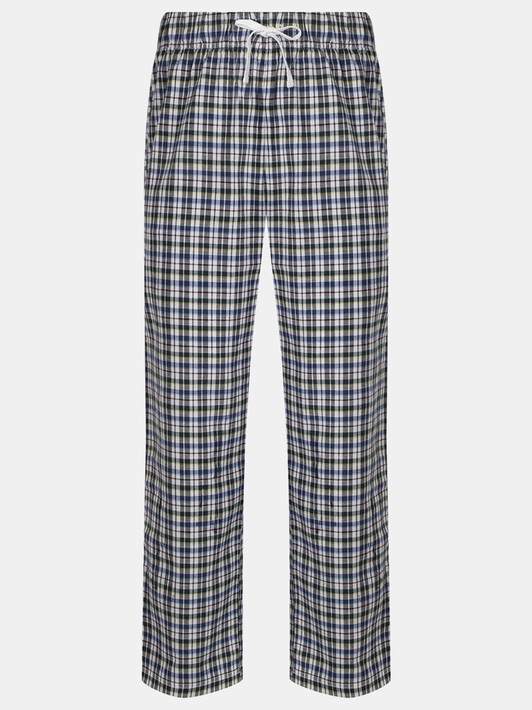 Skinnifit Mens Tartan Lounge Pants (White/Multi Check) - White/Multi Check