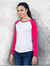 Skinnifit Womens/Ladies Long Sleeve Baseball T-Shirt (White / Hot Pink)