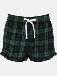 Skinnifit Womens/Ladies Tartan Shorts (Navy/Green Check) - Navy/Green Check