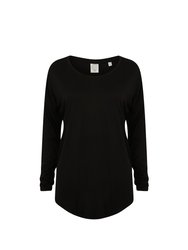 Womens/Ladies Long Sleeve Slounge Top - Black