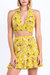 Floral Mini Skirt And Crop Top Set In Yellow Floral - Yellow Floral