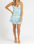 Floral Ruffle Layer Dress In Ocean Blue