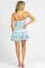 Floral Ruffle Layer Dress In Ocean Blue