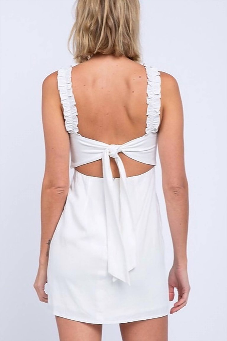 Ruffle Strap Mini Dress In White