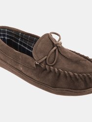  Mens Adie Real Suede Moccasin Slippers - Brown - Brown