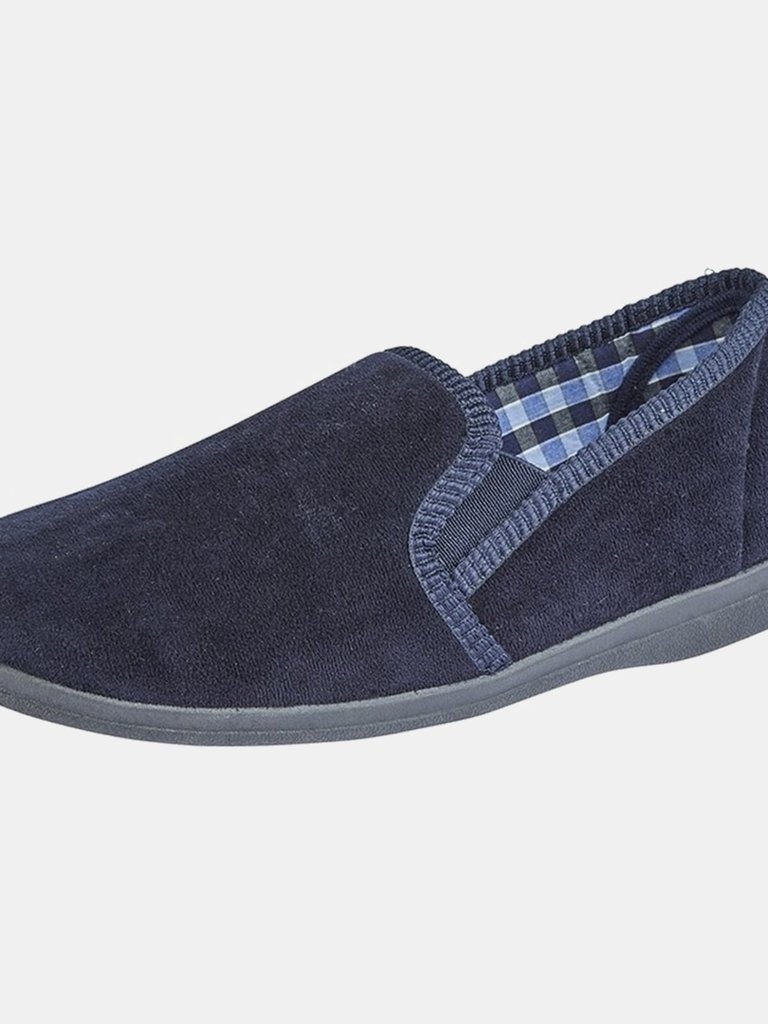 Mens Wilson Velour Slippers (Navy) - Navy