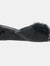 Womens/Ladies Anne Jewelled Rosette Boa Mule Slippers (Black)