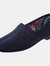 Womens/Ladies Audrey III Roll Top Velour Slippers - Navy Blue