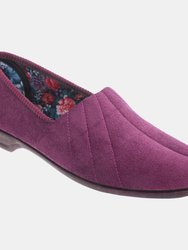 Womens/Ladies Audrey III Roll Top Velour Slippers - Plum/Heather - Plum/Heather