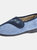Womens/Ladies Gemma Touch Fastening Embroidered Slippers - Navy/Blue