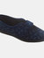 Womens/Ladies Ivy Floral V Throat Touch Fastening Slippers - Navy Blue - Navy Blue