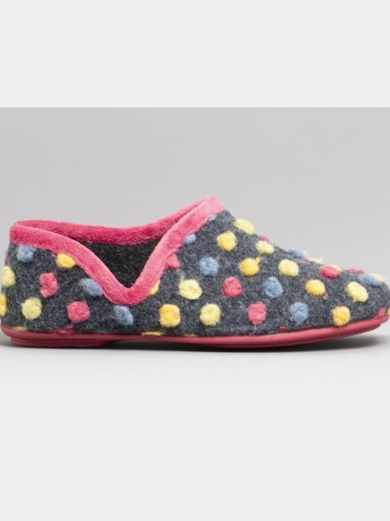 Womens/Ladies Jade Dotted Full Slippers - Fuchsia/Multi