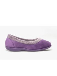 Womens/Ladies Julia Memory Foam Collar Slippers (Purple)