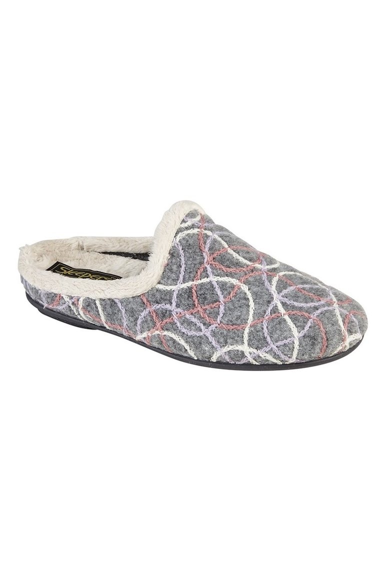 Womens/Ladies Katie Knitted Patterned Mule Slippers (Grey) - Grey