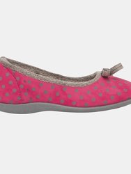 Womens/Ladies Louise Polka Dot Bow Slippers - Pink