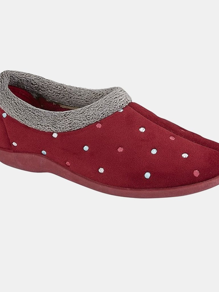 Womens/Ladies Sophie Velour Slippers - Burgundy - Burgundy