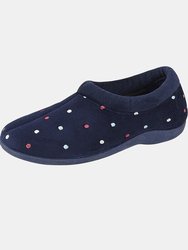 Womens/Ladies Sophie Velour Slippers - Navy