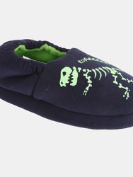 Slumberzzz Childrens/Kids Glow In The Dark Dinosaur Slippers (Navy) (12/13 Child US) - Navy