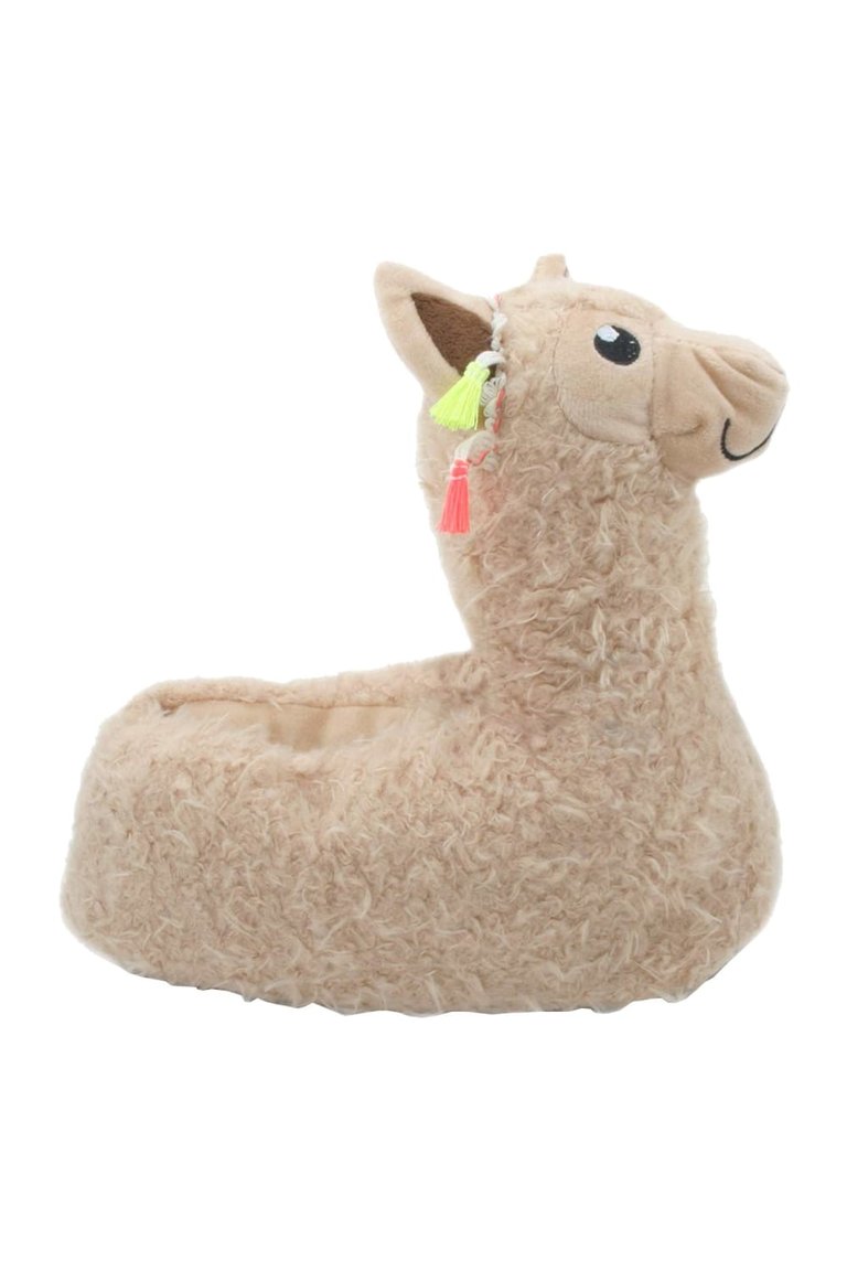 Slumberzzz Childrens/Kids Llama Slippers (Beige)