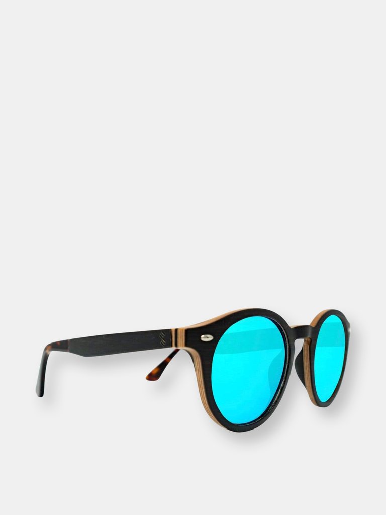 Explorer Ebony - Wood Sunglasses - Ice Blue Mirror