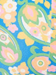Plus Size Blue Paisley Floral Mod Print Crop Top