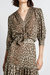 3/4 Sleeve Tie Front Blouse - Leopard