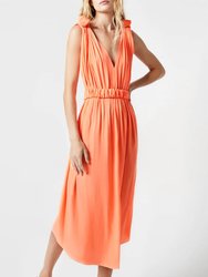 Knot Dress - Neon Coral