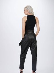 Pleated Leather Pant