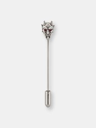 Devil Lapel Pin in Oxidized Silver with Ruby or Diamond Eyes