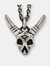 Horned Skull Pendant with Hinged Jaw in Sterling Silver - Sterling silver