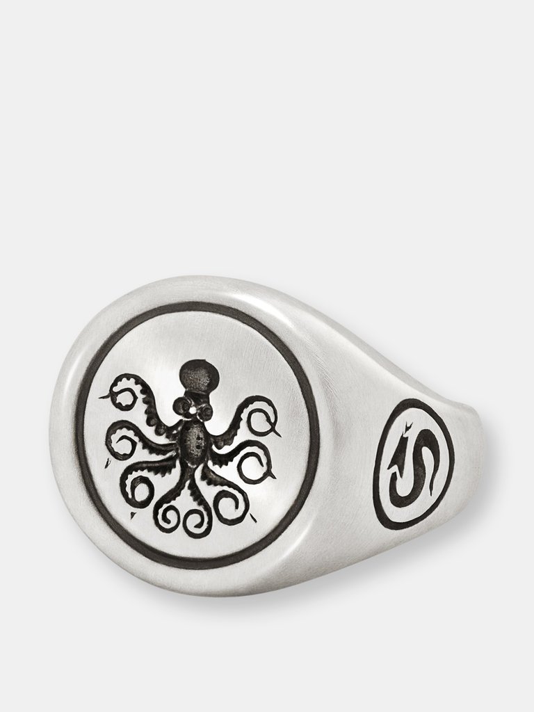 Octopus Signet Ring - Sterling Silver