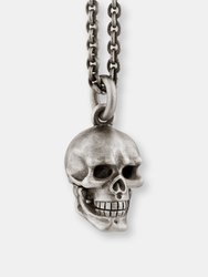 Skull Pendant with Hinged Jaw and Diamond Eyes in Sterling Silver