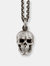 Skull Pendant with Hinged Jaw and Diamond Eyes in Sterling Silver