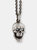 Skull Pendant with Hinged Jaw and Diamond Eyes in Sterling Silver