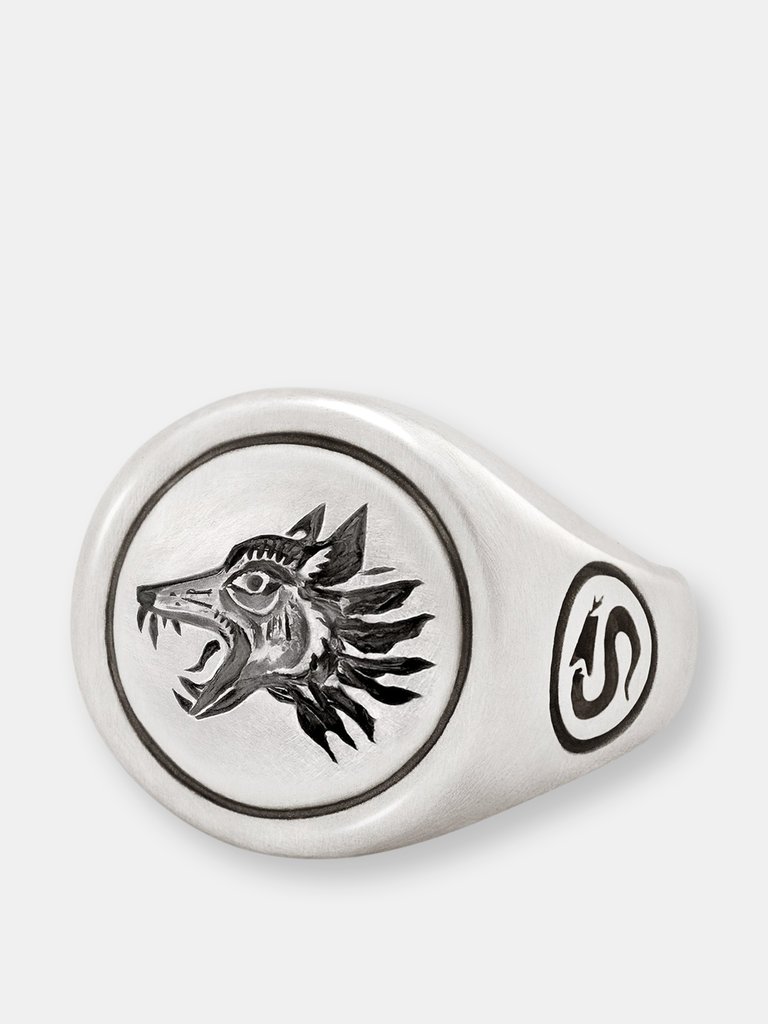 Wolf Signet Ring - Sterling Silver