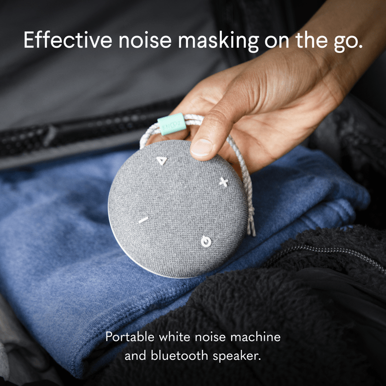 Snooz Go - Travel White Noise Sound Machine - Portable, Non-Looping White Noise, Pink Noise, and Fan Sounds Plus Bluetooth Speaker - Charcoal