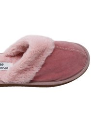 Furry Clog Slippers Indoor/outdoor Fur Lining - Pink Suede